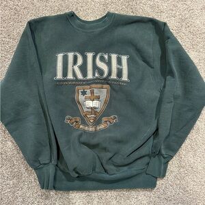 VTG MV Sport Notre Dame Pro Weave Sweatshirt‎ Mens 2XL Green Pullover Crewneck